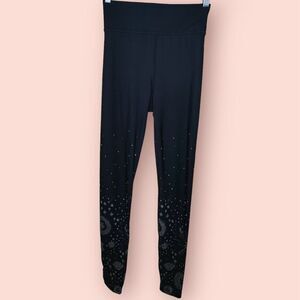 Carbon38 Size Small High Rise Black Silver Galaxy Cosmic Ombré Print Leggings